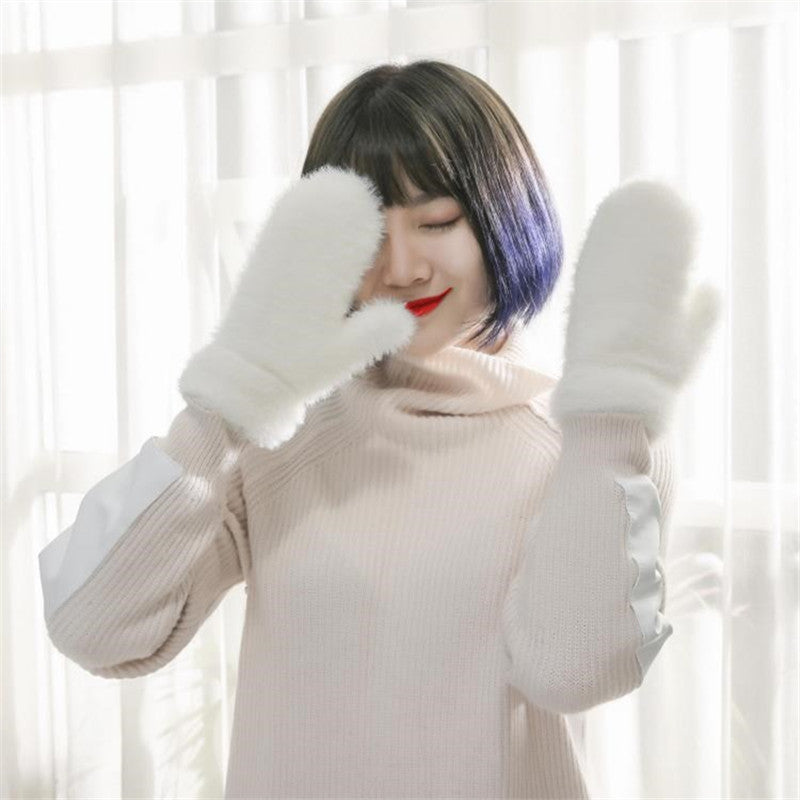 Wholesale Autumn and Winter Double Layer Plus Thickened Cashmere Cycling Gloves