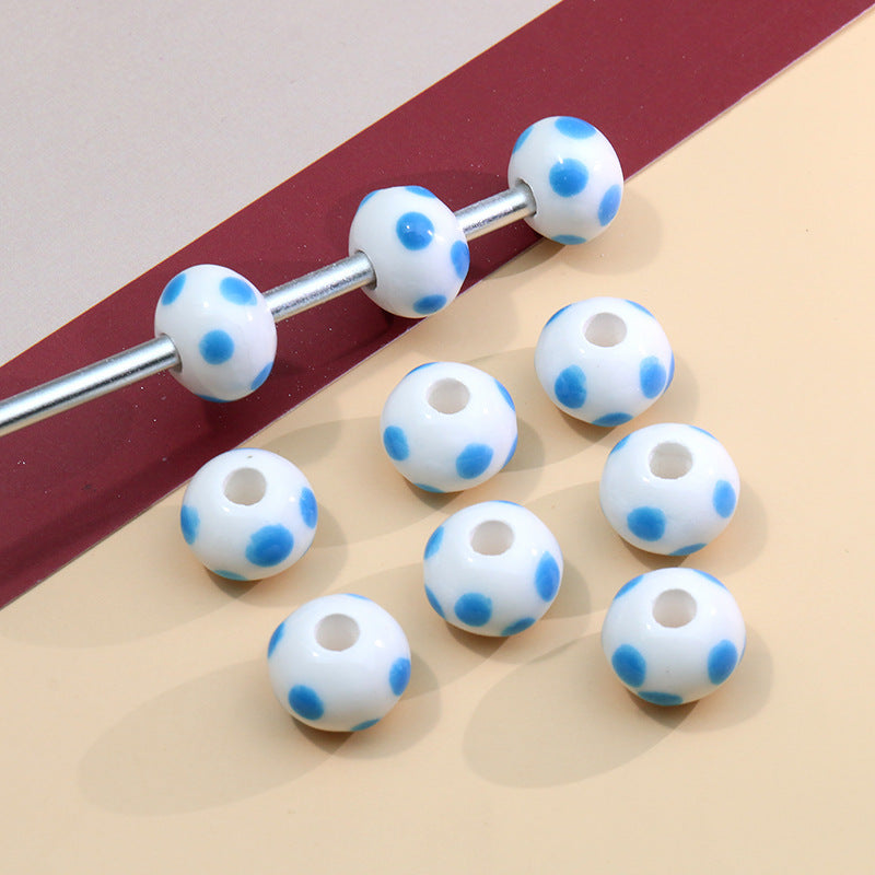 Wholesale Colorful Polka Dot Ceramic Handpainted String Beads