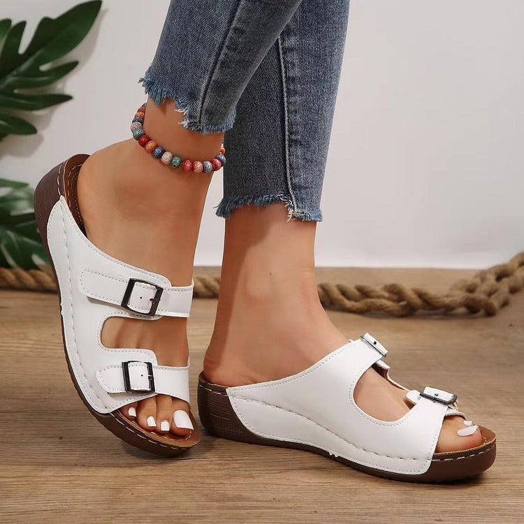 Wholesale plus size Slippers Women's Wedge Flower Bohemian Women's Shoes