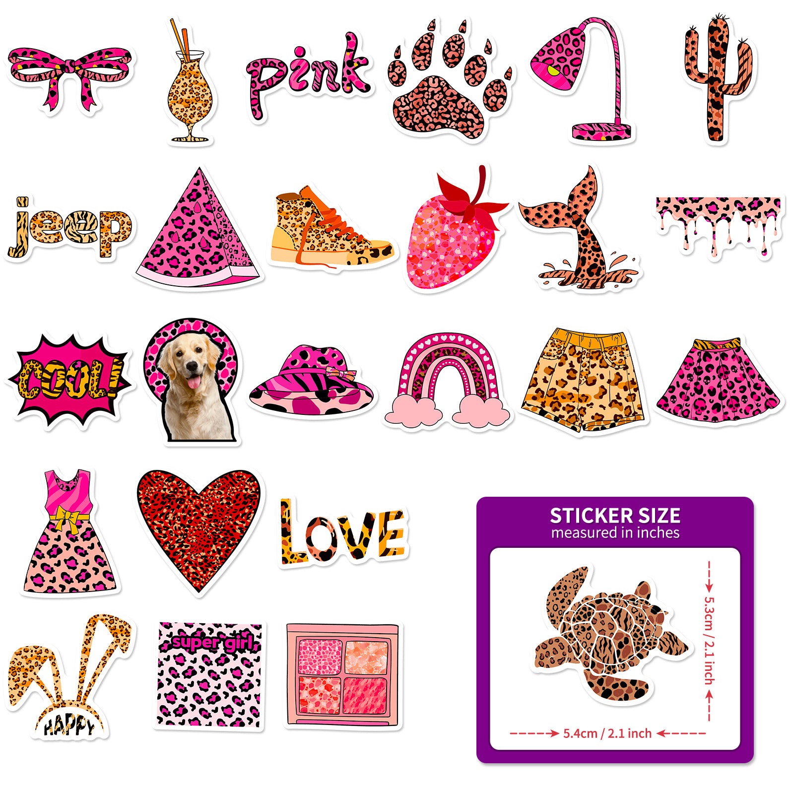 Wholesale 50pcs pink leopard print simple notebook luggage mobile phone photo decoration stickers leopard print dot stickers