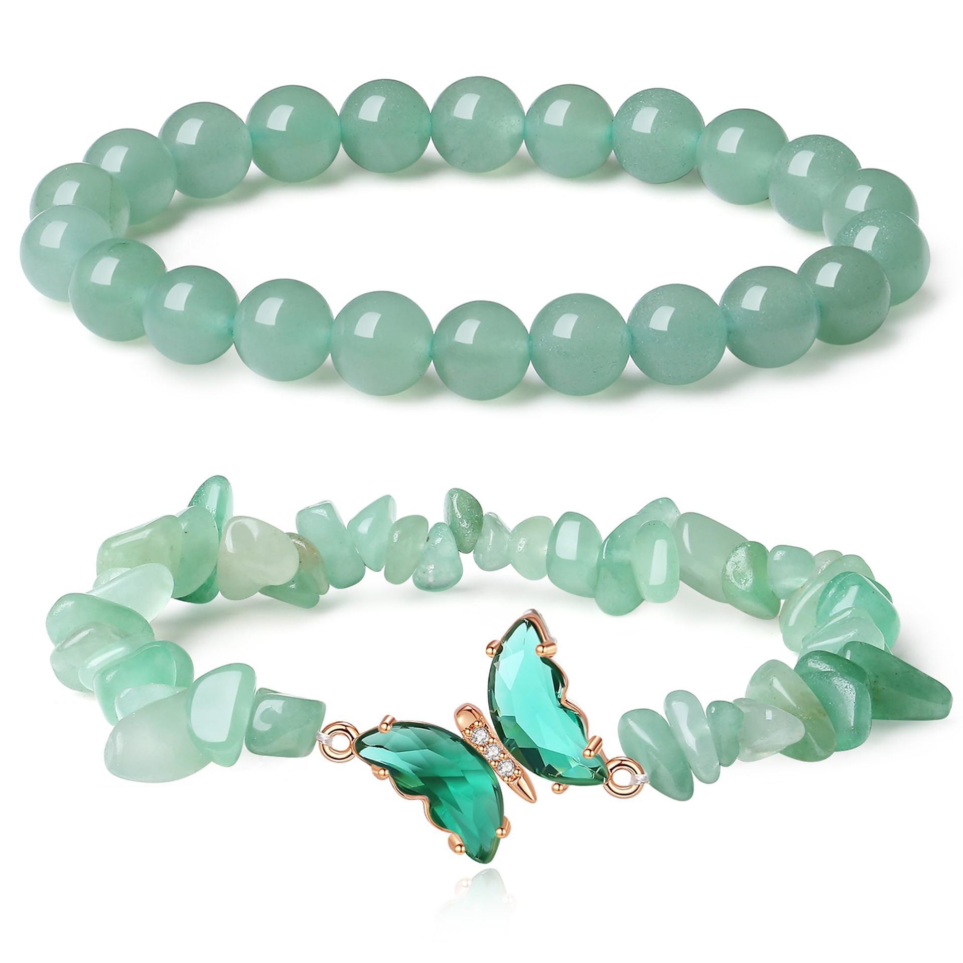 Wholesale Chic Butterfly Design Natural Stone Crystal Beaded Bracelet Set Stylish Jewelry Accessory Gift And Boutique Resale