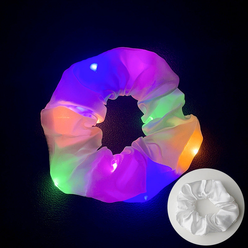 Wholesale Led Luminous Large Intestine Hair Ring DIY Night Light Flower Shiny Fat Intestine Head Rope Nightclub Rubber Band Hair Accessories