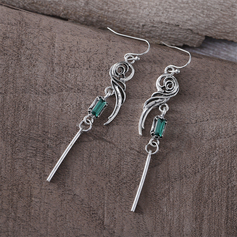 Wholesale gradient blue-green square zircon earrings