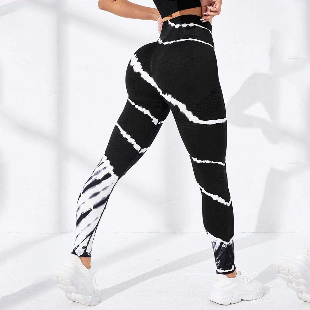 Wholesale Tie-dye Stripe Seamless Yoga Pants Hip-lifting Sports Running Fitness Pants Quick-drying Sports Pants