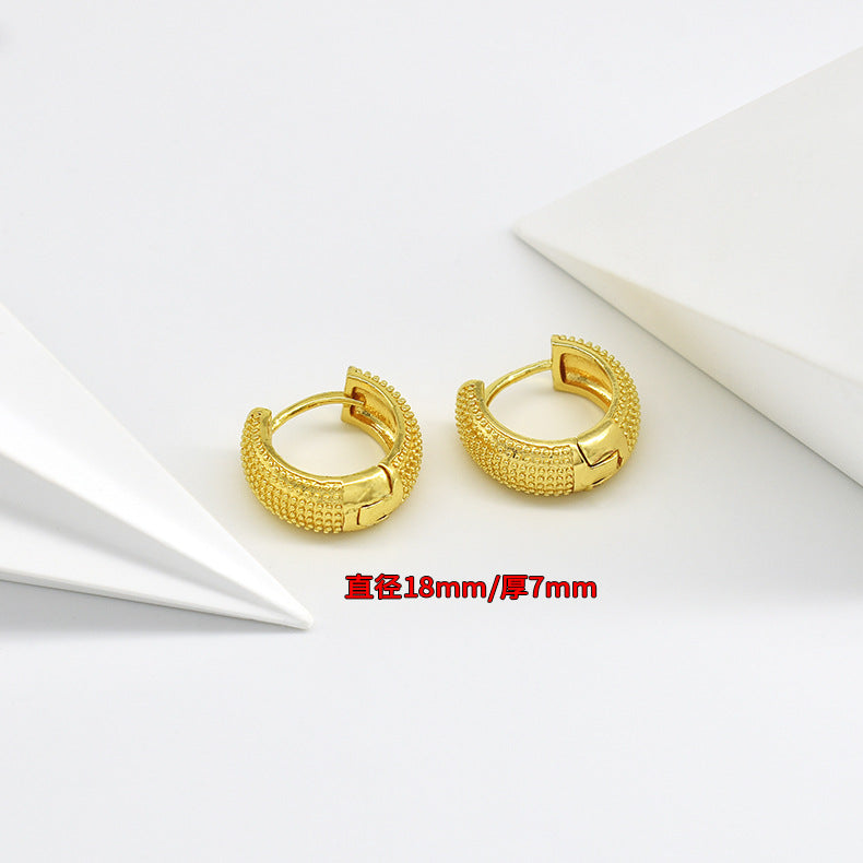 Wholesale Smooth European and American Fashionable Versatile Simple Copper Gold-plated Earrings