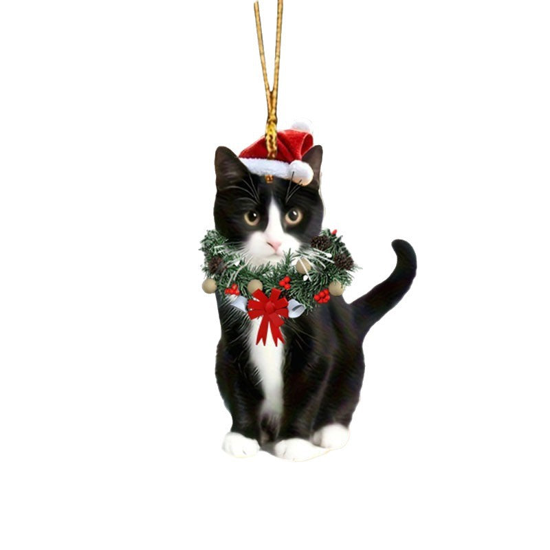 Wholesale Christmas Wreath Cat Style Acrylic Decorative Pendant
