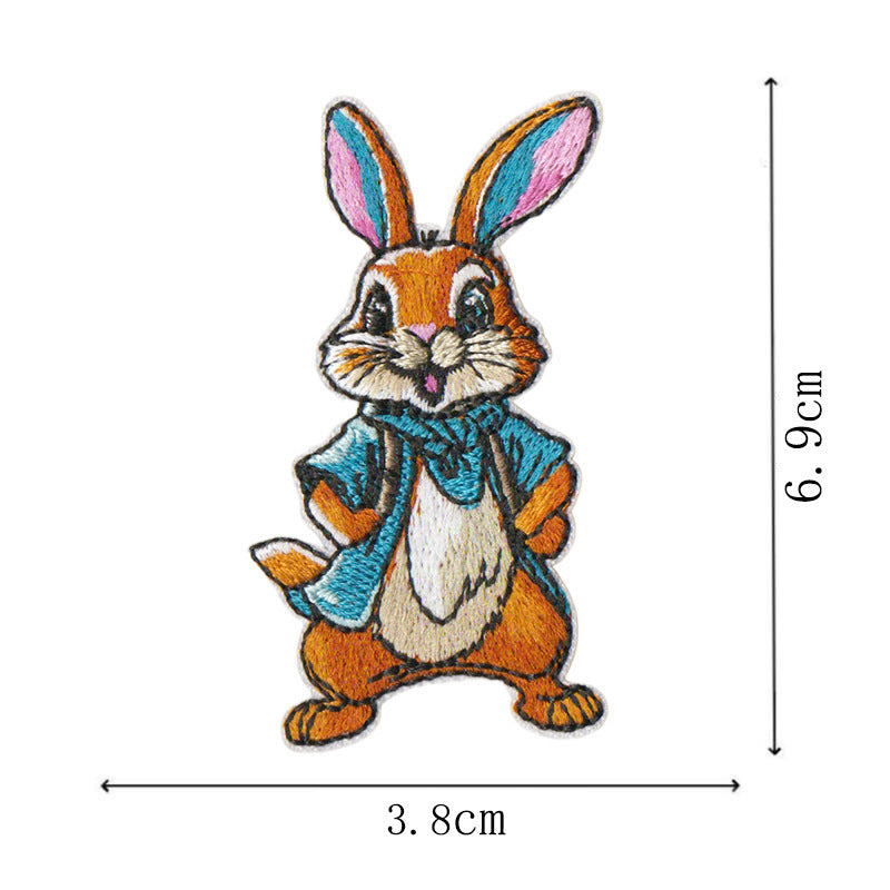 Wholesale Cute Cartoon Rabbit Embroidered Patch Set 9 Pieces Polyester Cotton Decorative Accent For Coats Bags Hats Boutique Resale