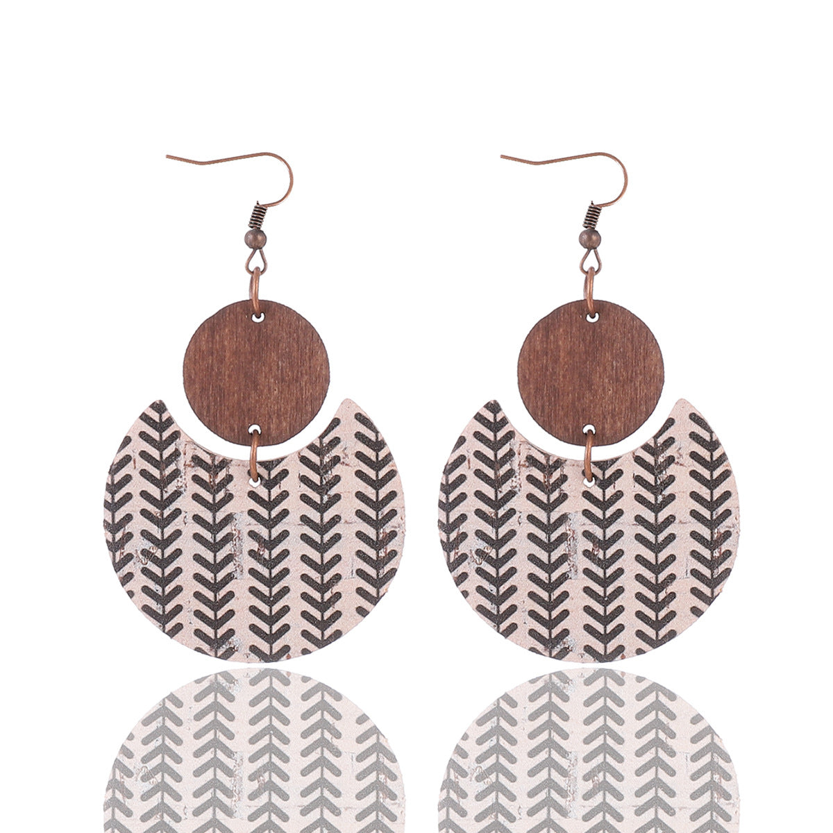 Pendientes de cuero de cuero de corcho al por mayor Pendientes de madera de madera occidental