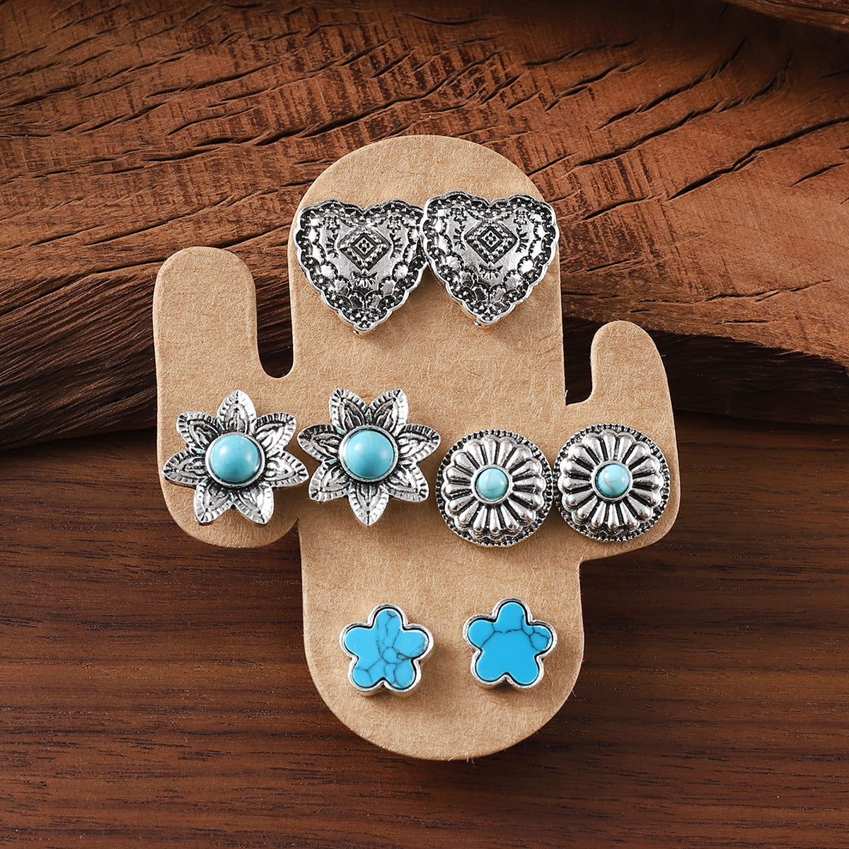 Wholesale Western Horseshoe Cactus Cowboy Earring Set