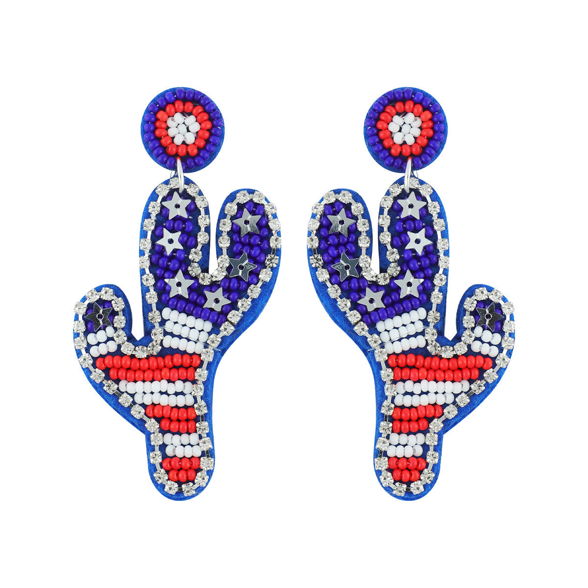 Wholesale Founding Day Independence Day Color-block Women's Hand-woven Bead Letters Love Lips Earrings