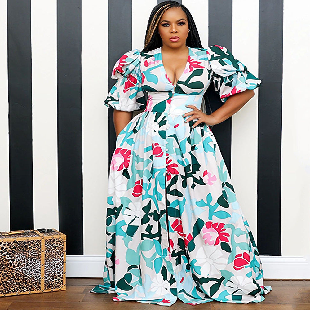 Wholesale Beach Slim Fit Long Swing Four-Way Stretch Printed Long Skirt