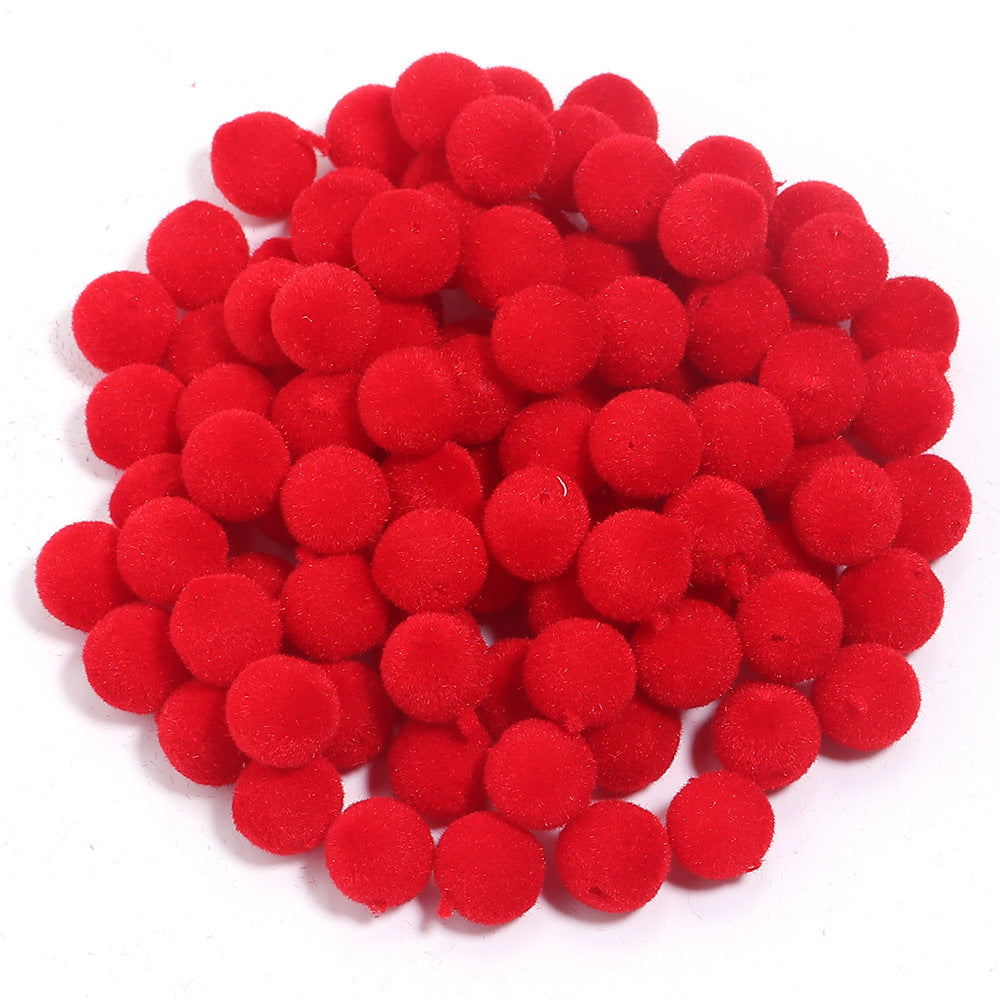 Wholesale  Random 100pcs/pack    Resin Flocking Round Beads Perforated F Cloth F Ball Beads Acrylic Beads