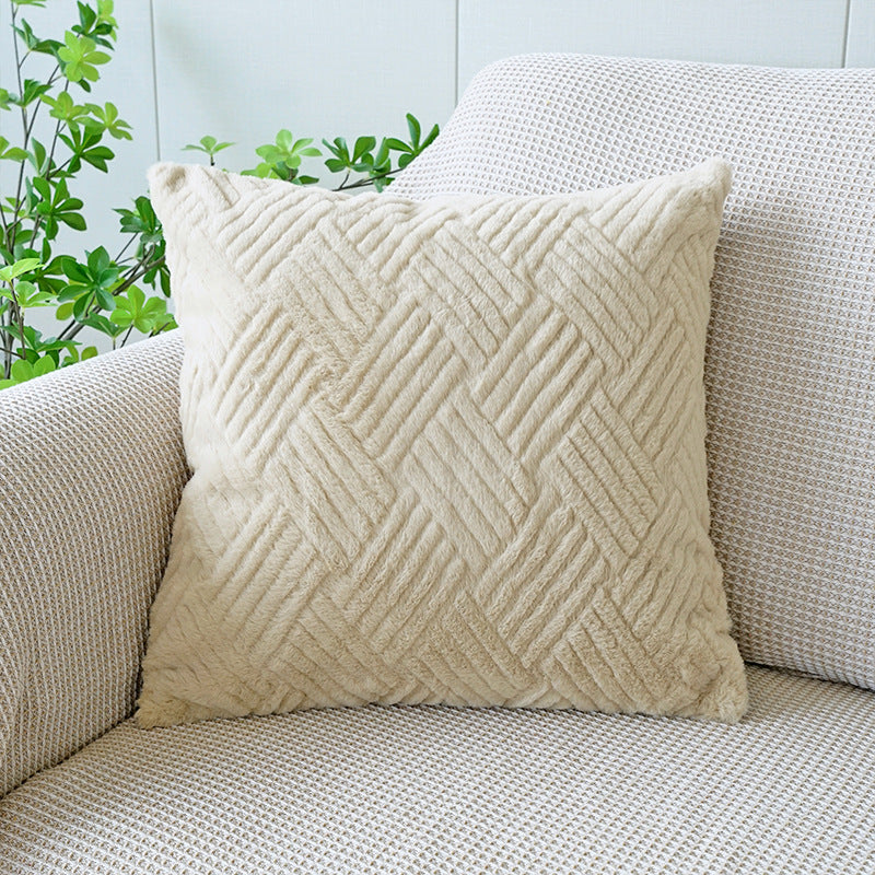 Wholesale Wool Jacquard Plaid Plush Pillowcase