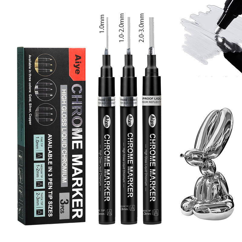 Wholesale high gloss mirror chrome plated markers, metal pens, reflective electroplated pens, DIY Gundam plastic model nail art metal pens