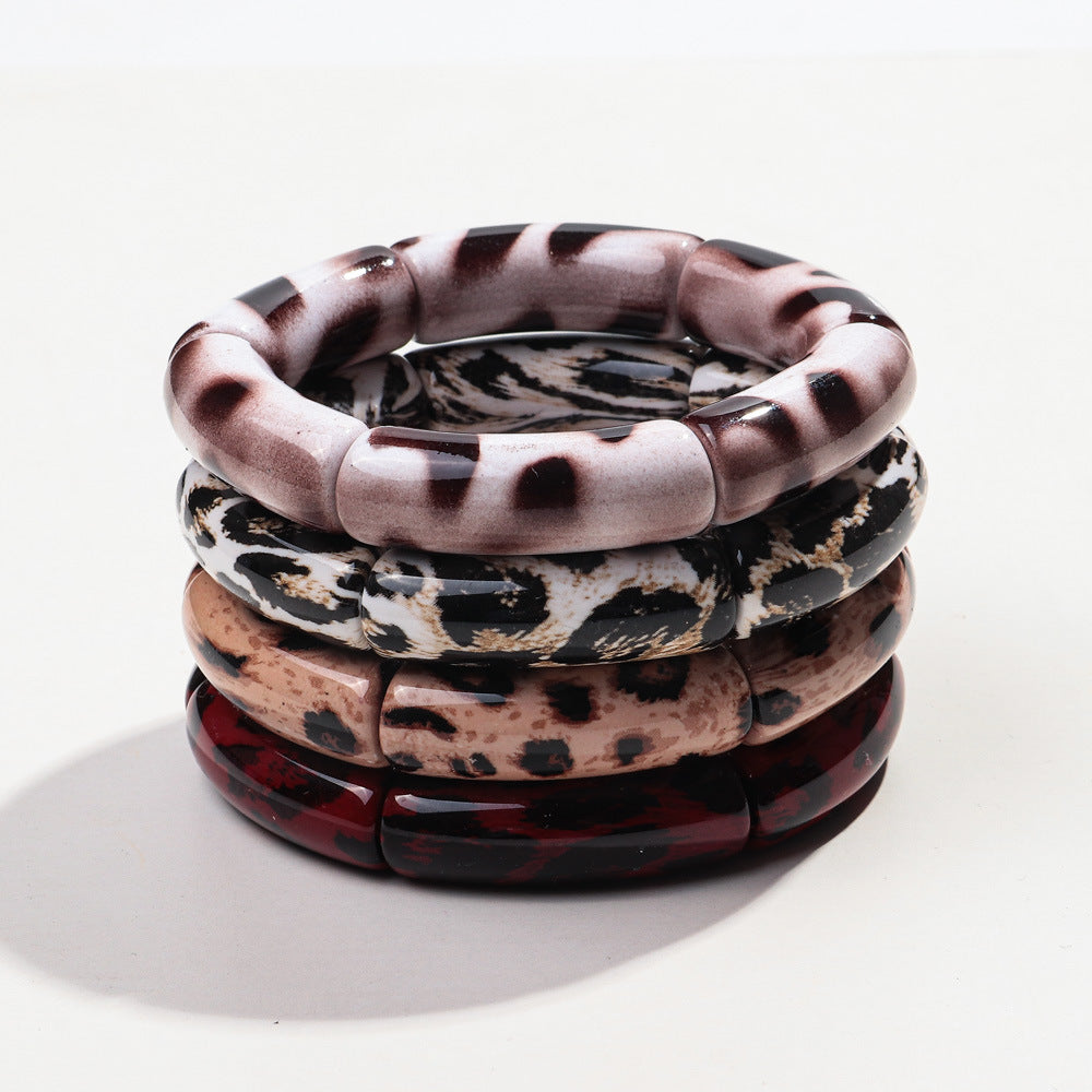 Wholesale Retro Leopard Series Elastic Bend Bracelet