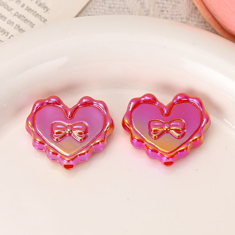 Wholesale  5pcs/pack  Heart-shaped beaded bow   Acrylic Beads