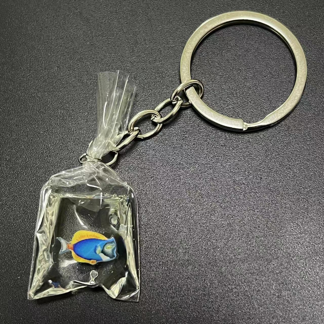 Wholesale Transparent Resin Water Bag Fish Key Chain