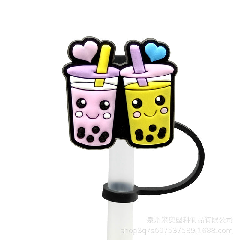 Wholesale 10PCS Cartoon Beverage Silicone Straw Tube Cap