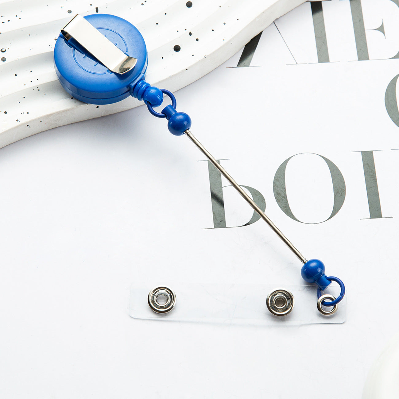 Wholesale Badge Reels DIY Beadable Bar  Retractable Keychain