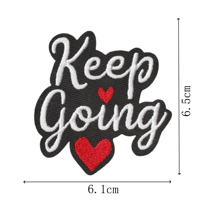 Wholesale Set Of 9 Cartoon English Phrase Embroidered Iron On Patches For Clothing Bags Black White DIY Decorative Accent