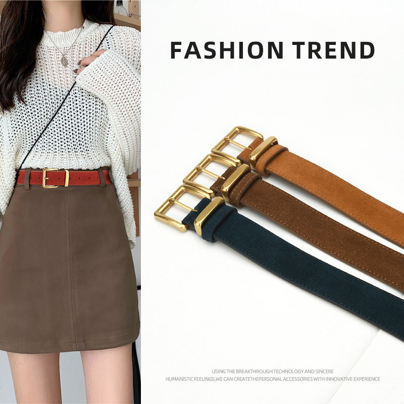 Wholesale Pin buckle genuine leather nubuck belt