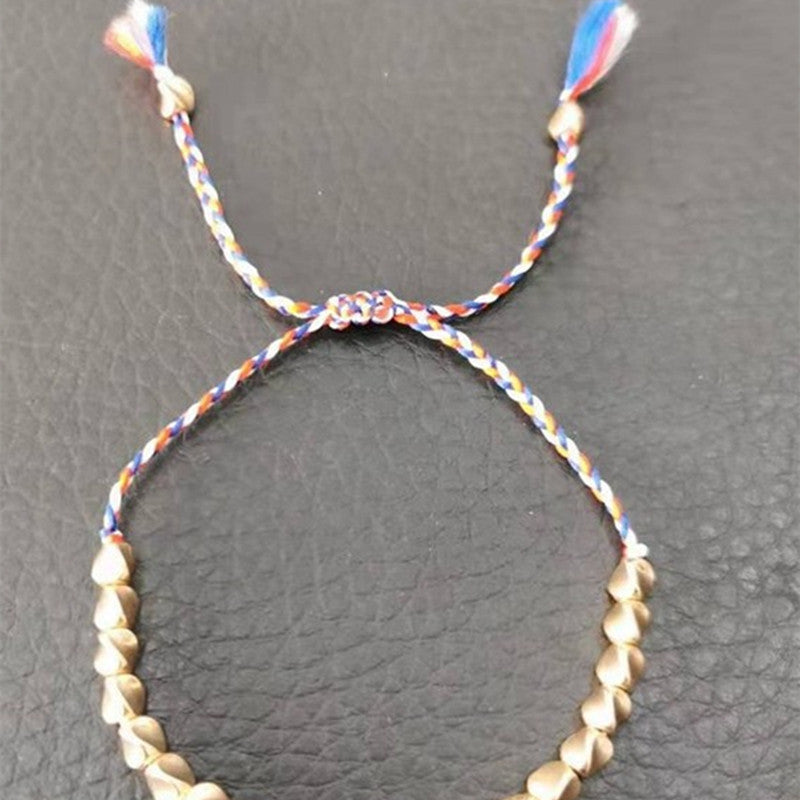 Wholesale Braided Special-shaped Copper Beads Pull Tassel Bracelet