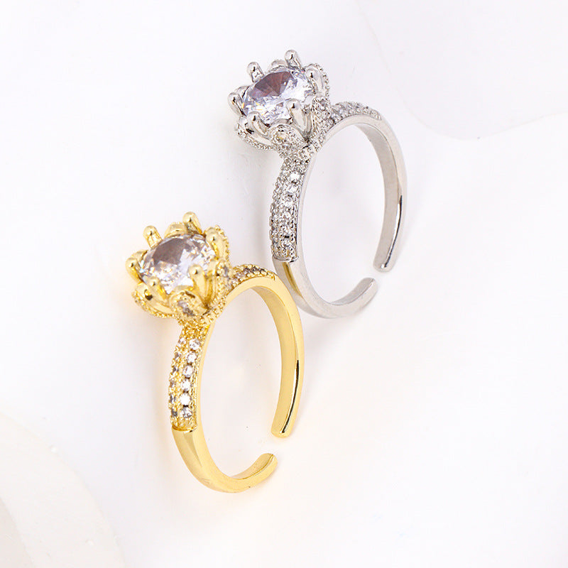 Wholesale of Six Claw Zircon Bronze Rings