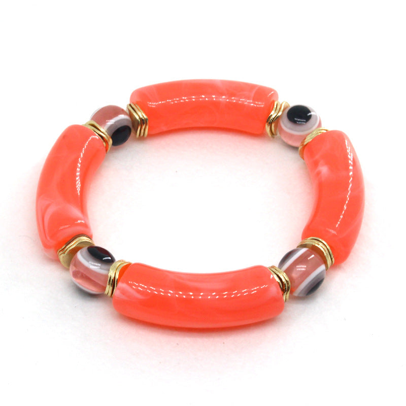 Cuentas de ojo del diablo al por mayor colorido pulsera de estiramiento del tubo de codo de resina