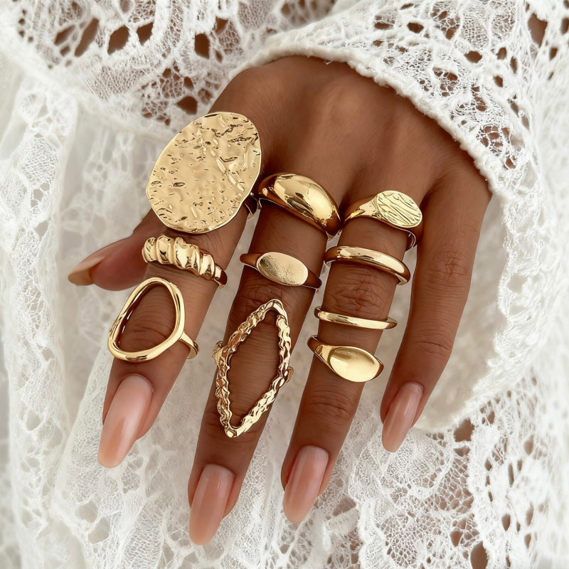 Wholesale Geometric Retro Irregular Diamond Set Ring Set