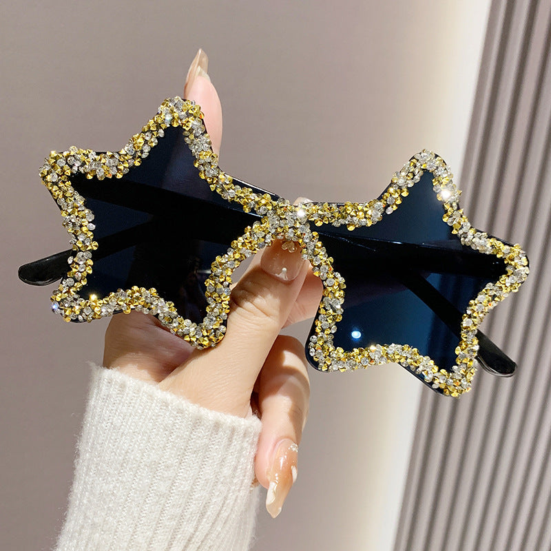 Wholesale Five-pointed Star Diamond Frameless Women's Fashion Personality Photo Sunglasses