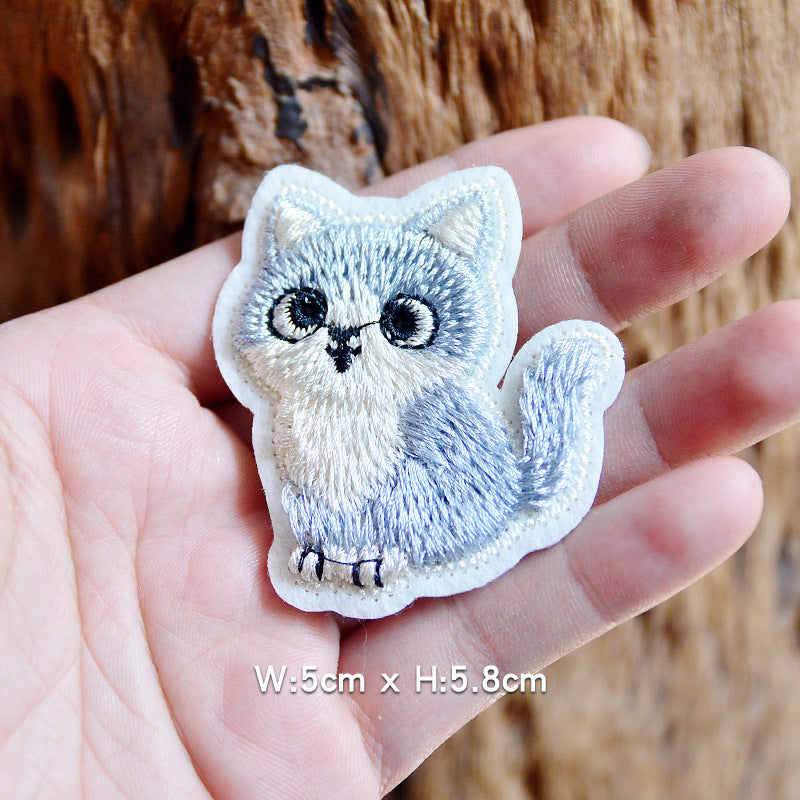 Wholesale Chic 3D Embroidery Cat Patch Polyester Cartoon Animal Repair Patch For DIY Clothing Towel Decor