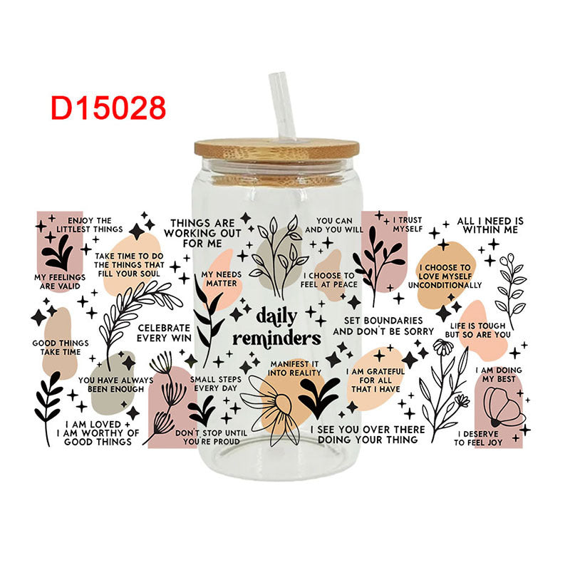 Wholesale English phrase series 16oz Cup UV DTF Wraps