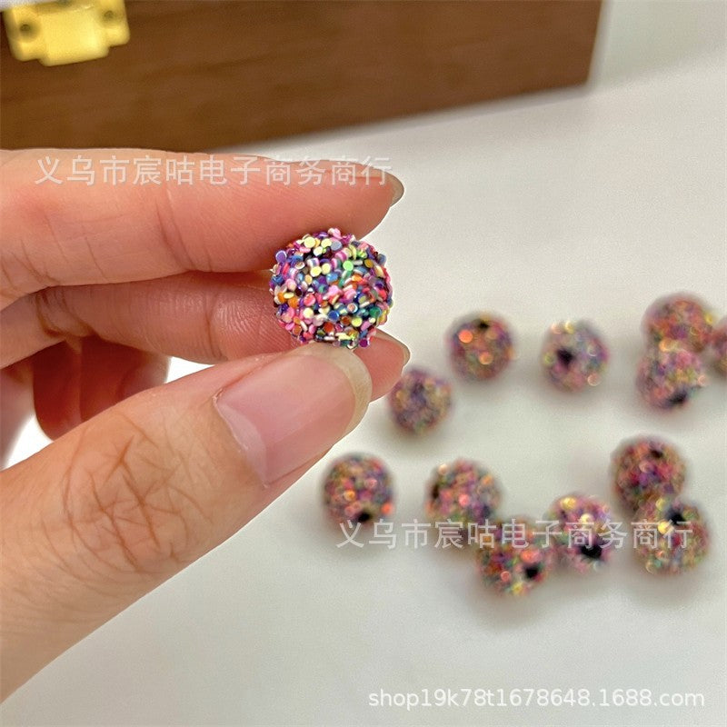 Wholesale 10pcs Colorful sequined round ball  waxberry ball Acrylic Beads