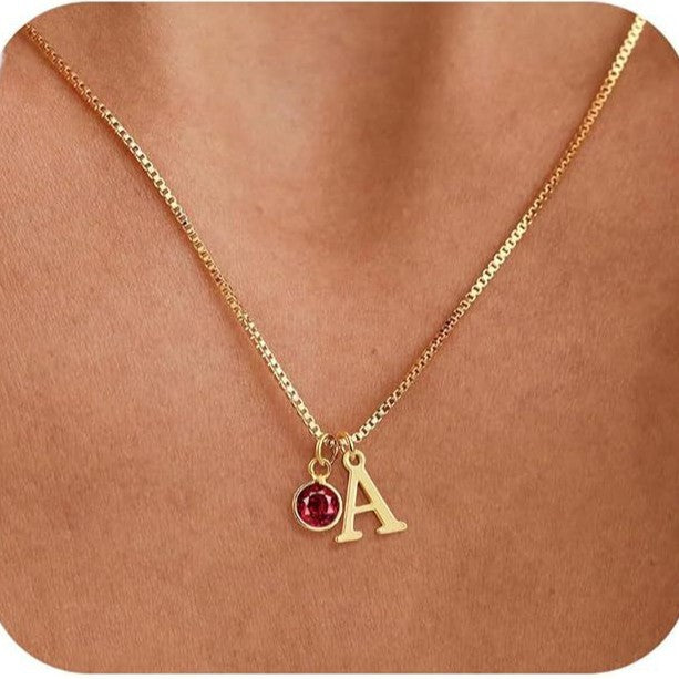 Wholesale New Women's Initial Birthstone Necklace 14K Gold-plated Letter Simple All-match Clavicle Chain