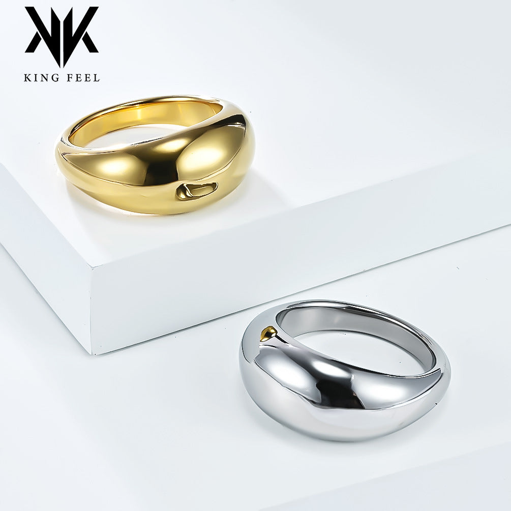 Wholesale Women' s polished titanium steel 18K gold-plated ring