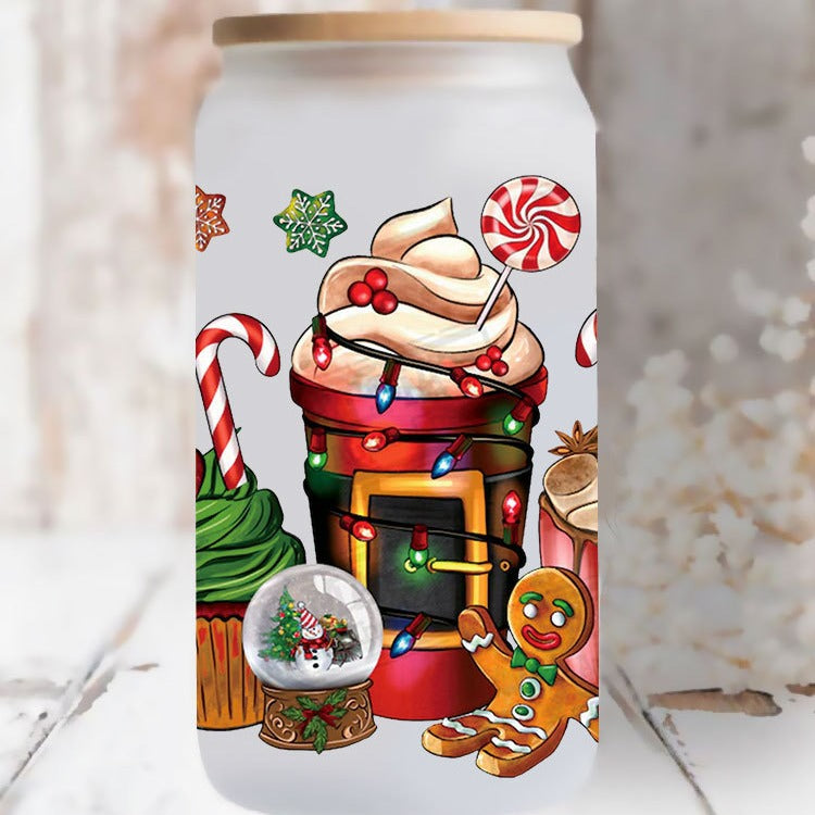 Wholesale Colorful Christmas Tree 16oz Cup UV DTF Wraps