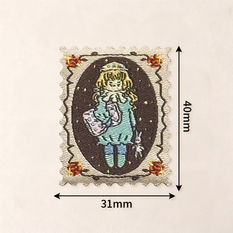 Wholesale Retro Stamp Self Adhesive Embroidered Patches DIY Craft Supply For Towels Clothing Bags