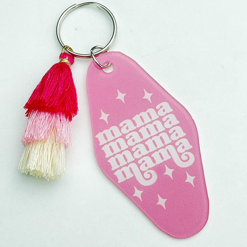 Wholesale 2pcs Mother's Day Acrylic Coffee Three Layer Color Tassel Keychain