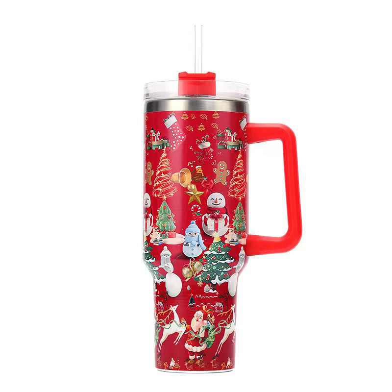 Wholesale Christmas Large Capacity Car Cup Ice Cup 40oz Handle Cup Insulation Cup