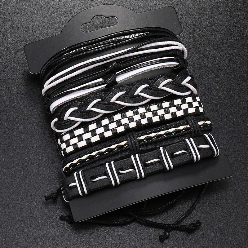 Wholesale Handwoven Multi-layer Leather DIY 6 Piece Set Bracelet