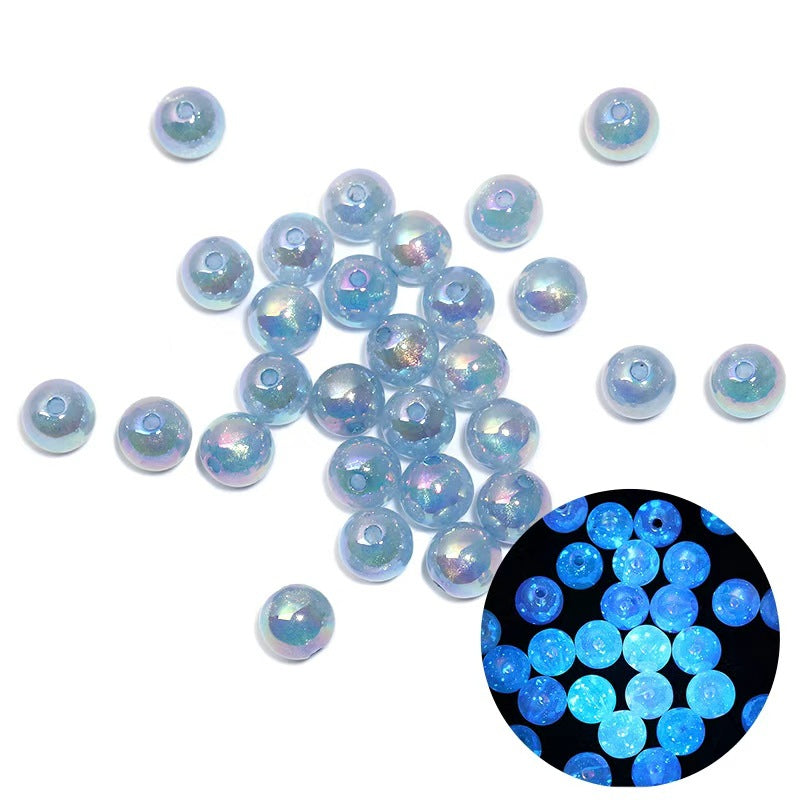 Wholesale Random 100pcs 12mm luminous fine glitter glass Acrylic Beads