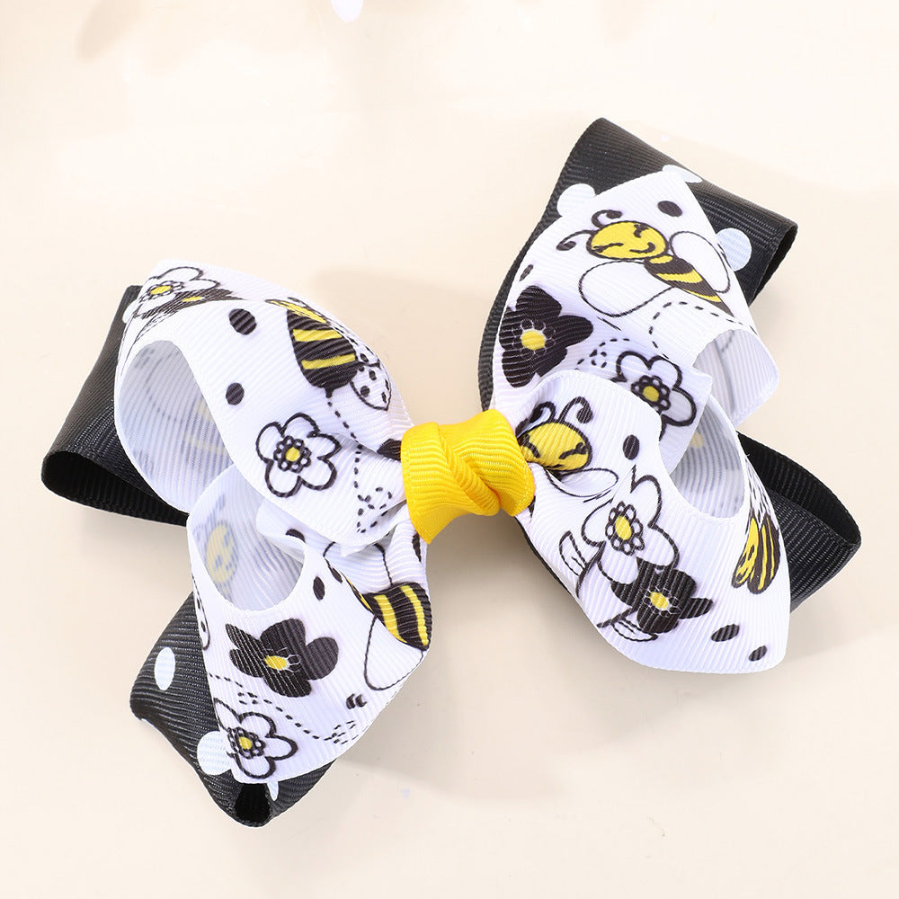 Wholesale 20pcs/pack children' s hair accessories all-match fresh hairpin cute bee ribbon bow hairpin
