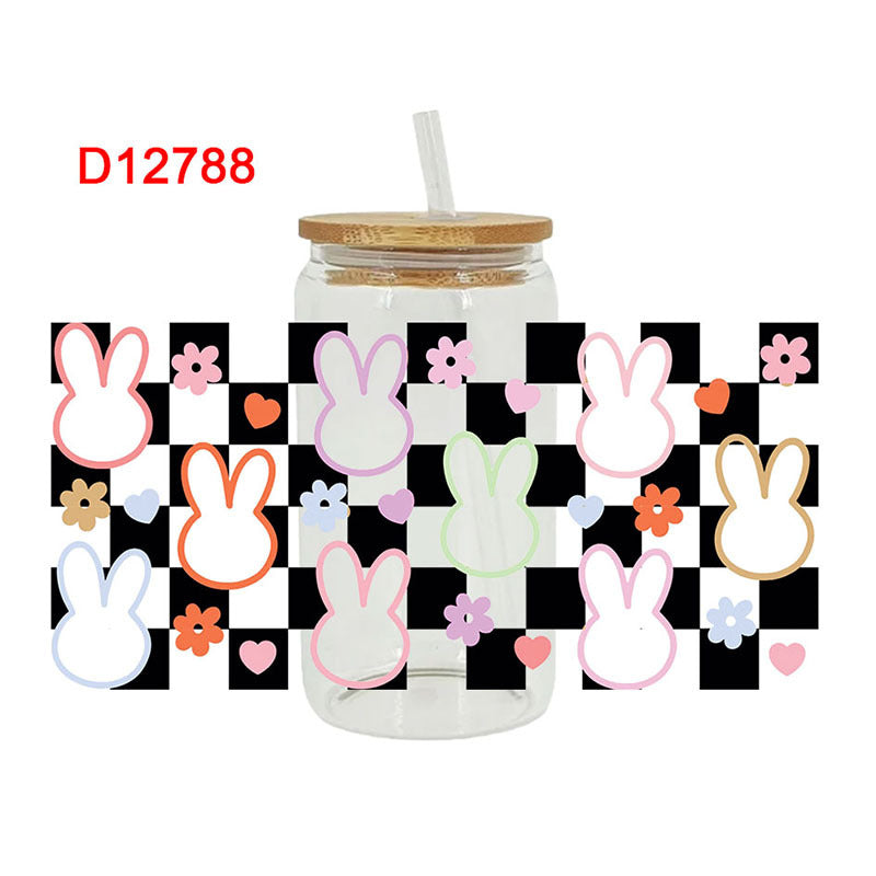 Wholesale Colorful Rabbit Easter  16oz Cup UV DTF Wraps