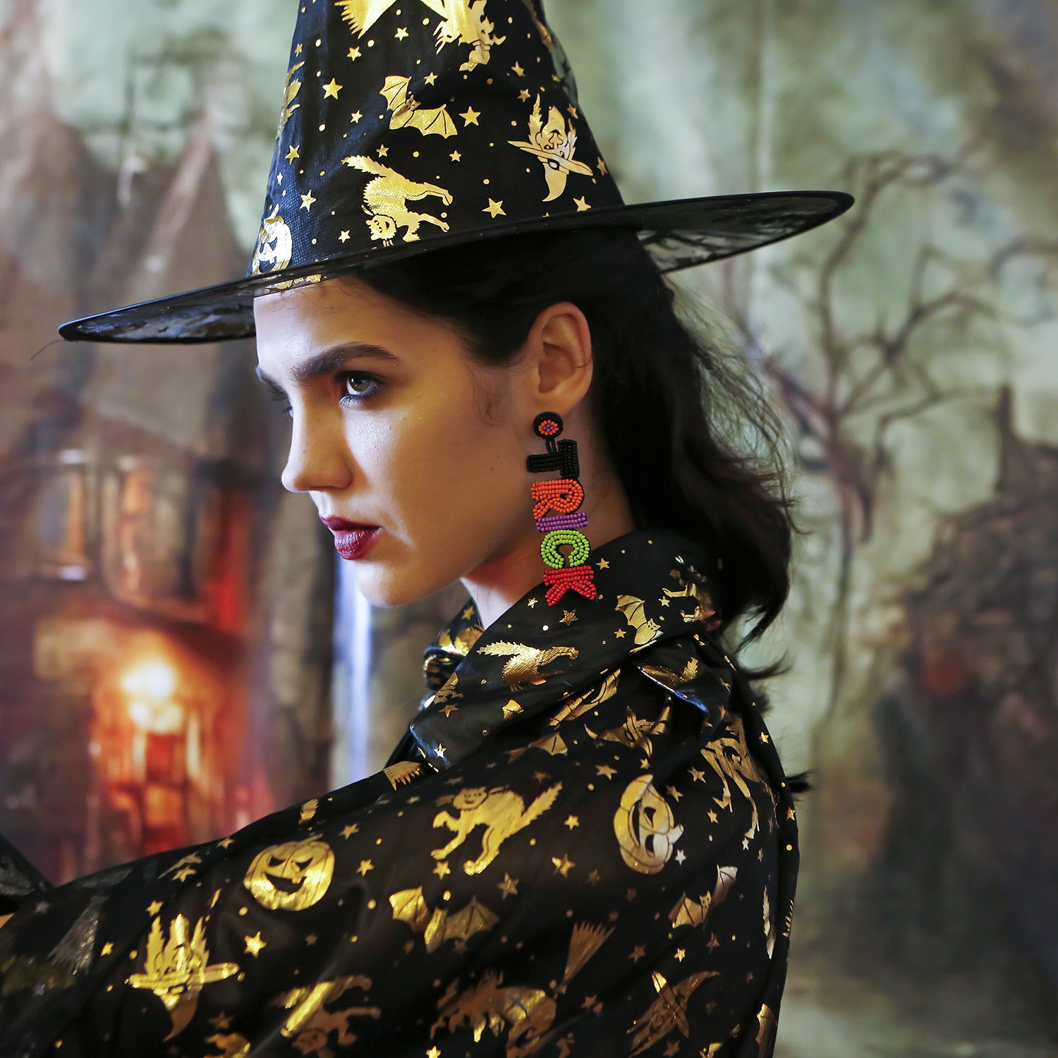 Wholesale English Alphabet Halloween Glazed Earrings