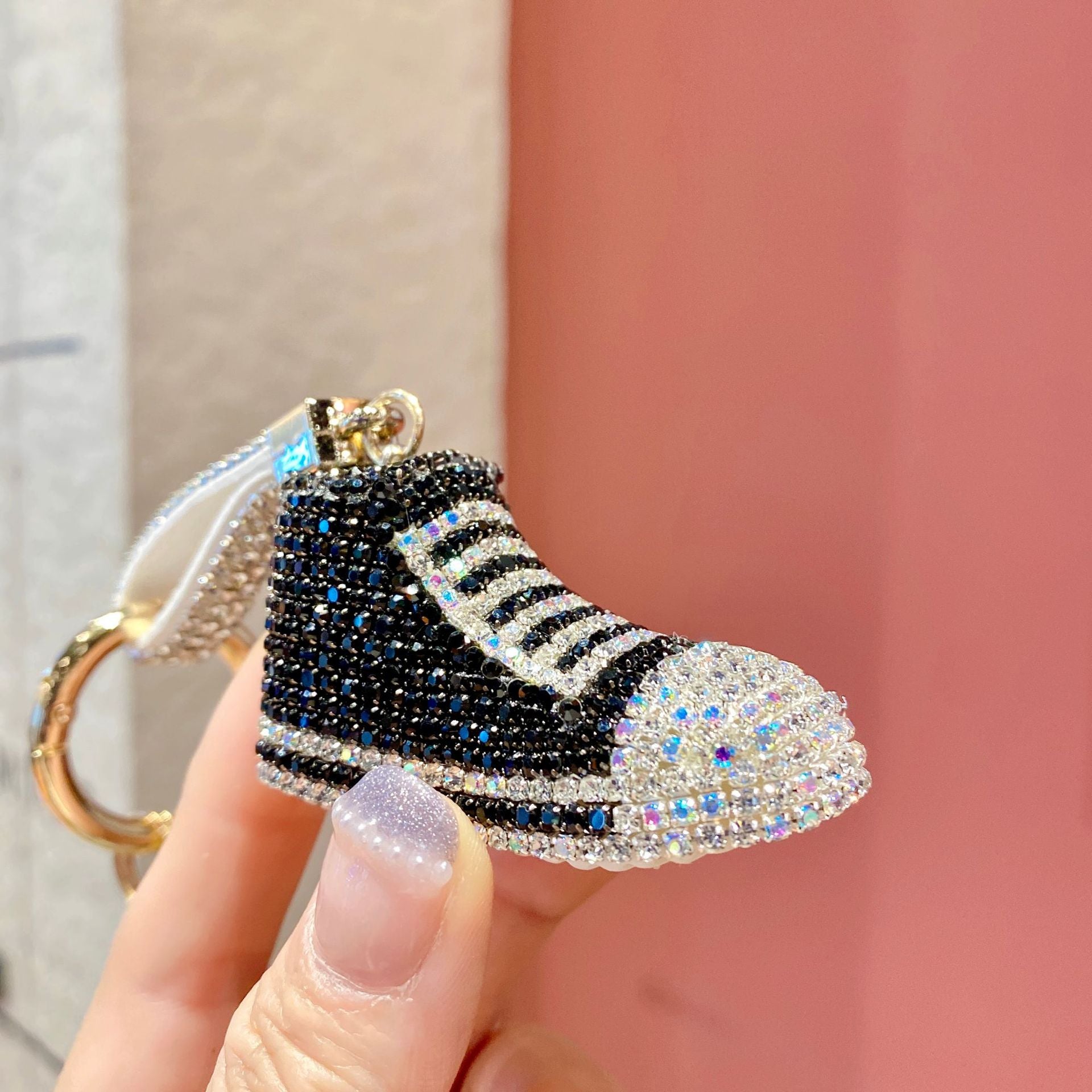Wholesale Metal Diamond-encrusted Canvas Shoes Keychain