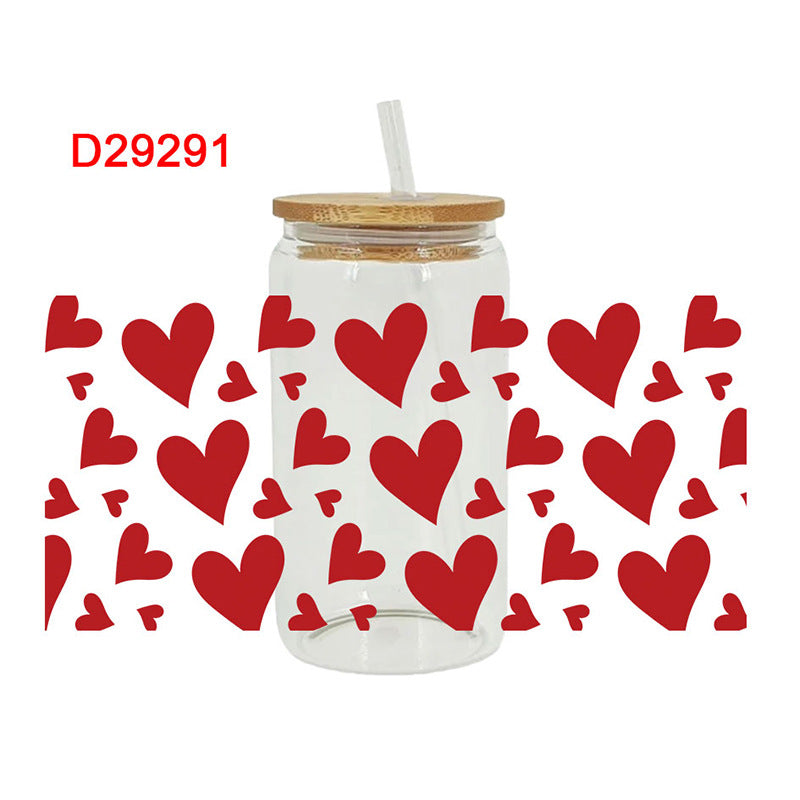 Wholesale Love Skeleton Cartoon Bear Valentine's Day 16oz Cup UV DTF Wraps