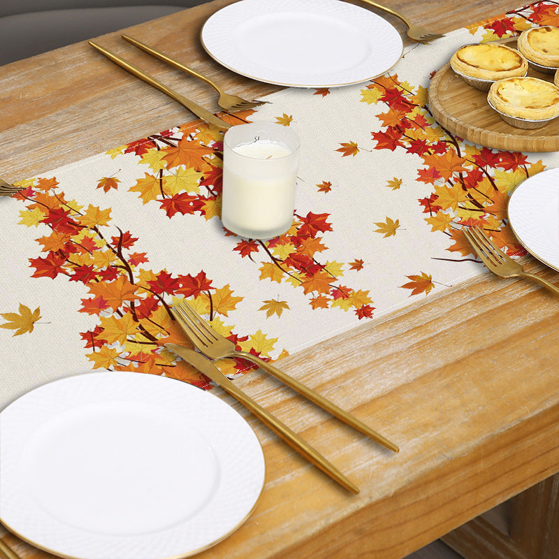 Wholesale Thanksgiving Linen Pumpkin Print Banquet Restaurant Upholstery