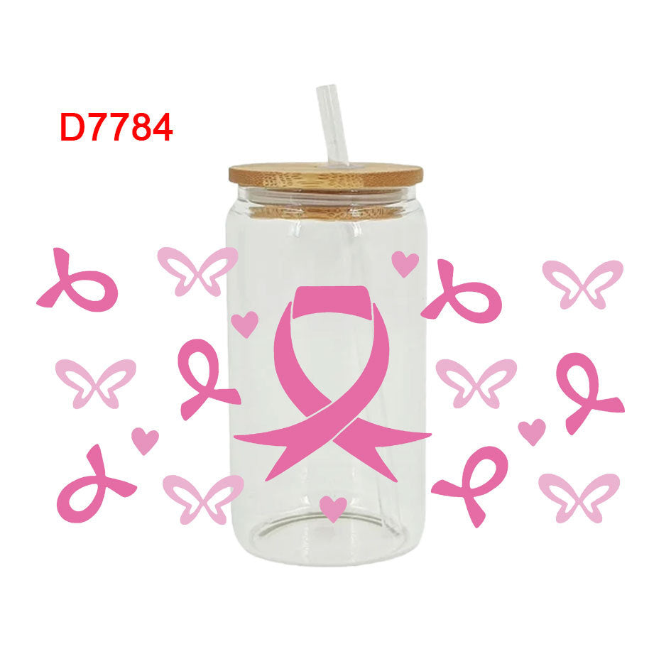 Wholesale Pink   letters  16oz Cup UV DTF Wraps