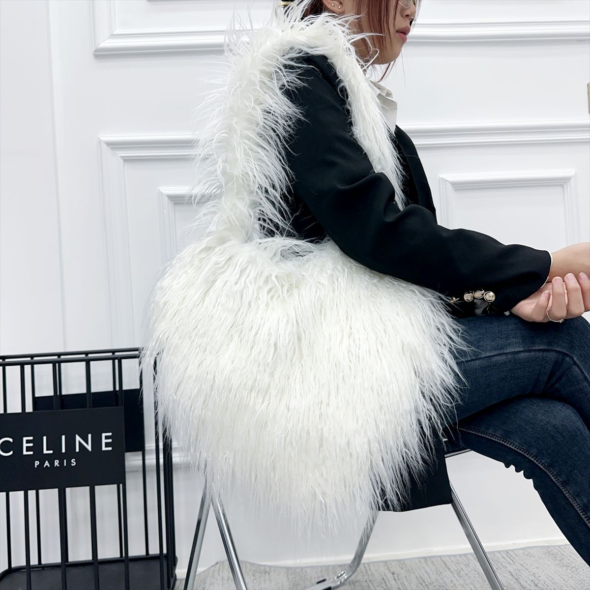 Wholesale Peach Heart Plush Bag Crossbody Bag Shoulder Bag