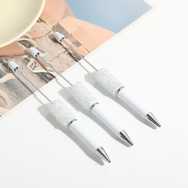 Wholesale 10pcs Beadable Pens Heavy Duty Full Diamond DIY Hand-twisted Ballpoint Pen